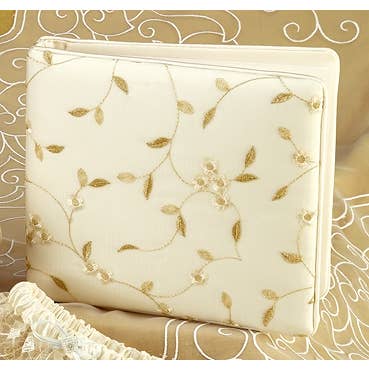 Simply Charming - Wholesale Guest Book - Guest Book, Ivory Floral Embroidered Organza