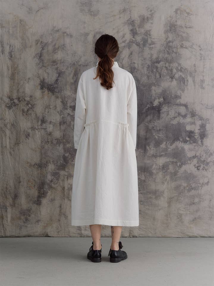 muku - Wholesale Dress - Women's - Milk White Side Gathers Dress3