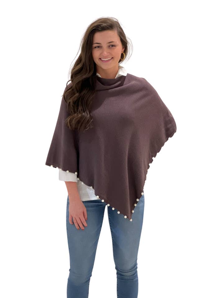 The Peyton Pearl Poncho in Brown for wholesale by Liza Byrd