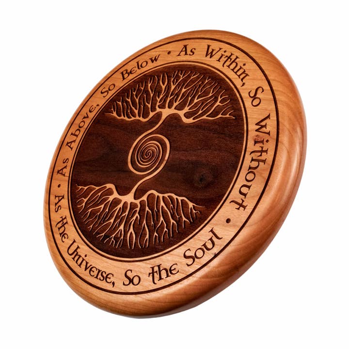 Wood Wall Art, "As Above So Below" Design, Cherry Wood for wholesale by Woodland Woodworx
