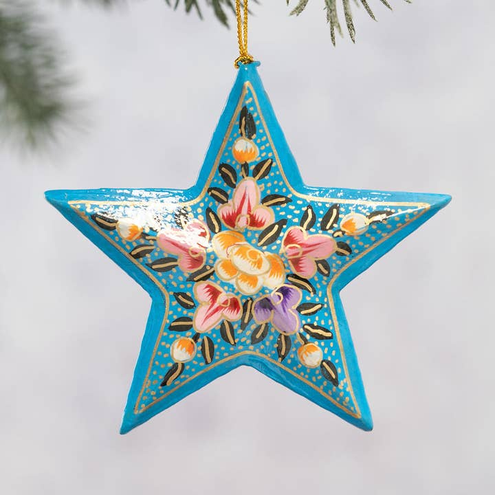 Blue Ternion Paper 3D Hanging Star for wholesale by Bollywood Christmas