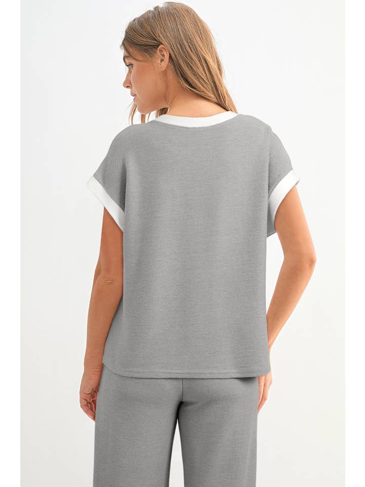 Aapparella - Wholesale Lounge Set - Women's - Colorblock Pockets Short Sleeve Top & Pants Set | S-2XL2