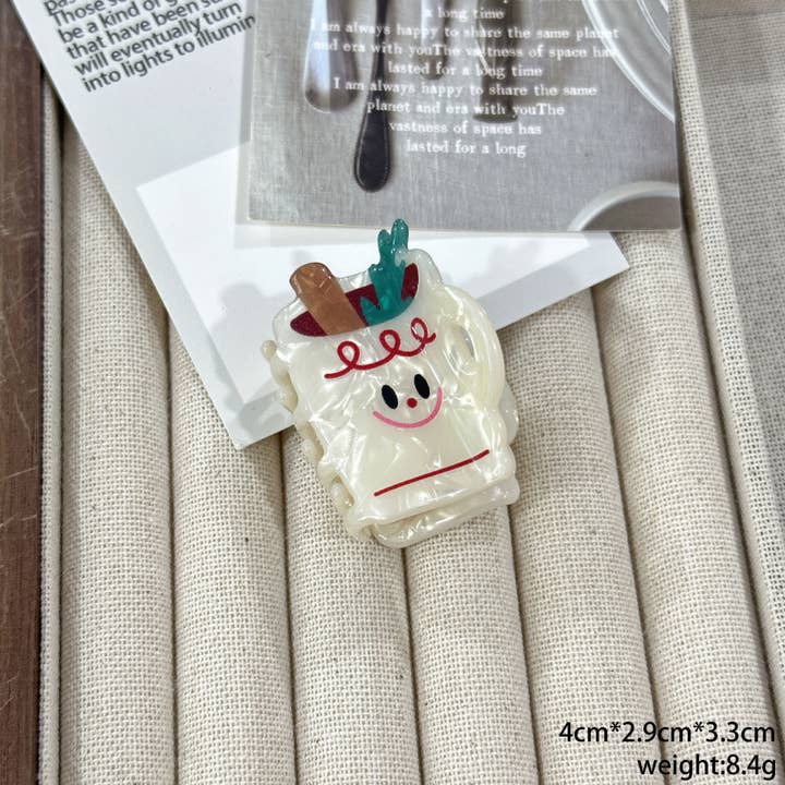 SoapElenGlen - Wholesale Hair Clip - Women's - Fun Food Claw Clip, Red Wine Side Clip1