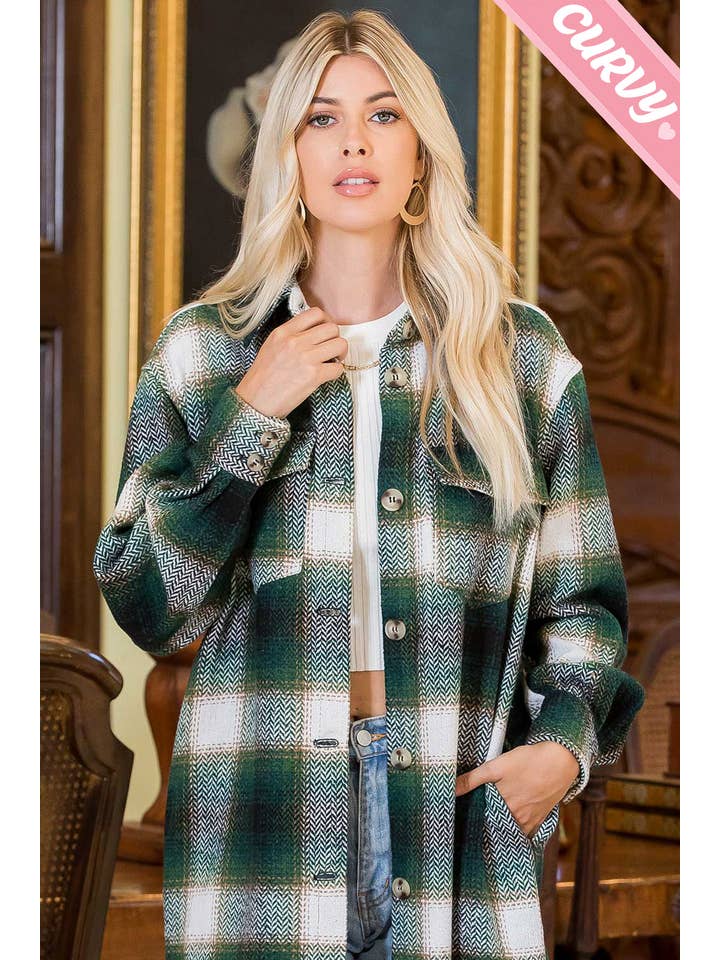 Sweet Lovely by Jen - Wholesale Shirt Jacket/Shacket - Women's - PLUS SIZE SHACKET /PLAID COAT17