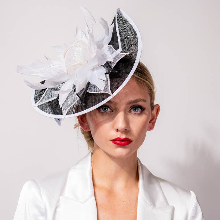 Two Tone Folded Fascinator with Headband and Clip for wholesale by SP Sophia Collection