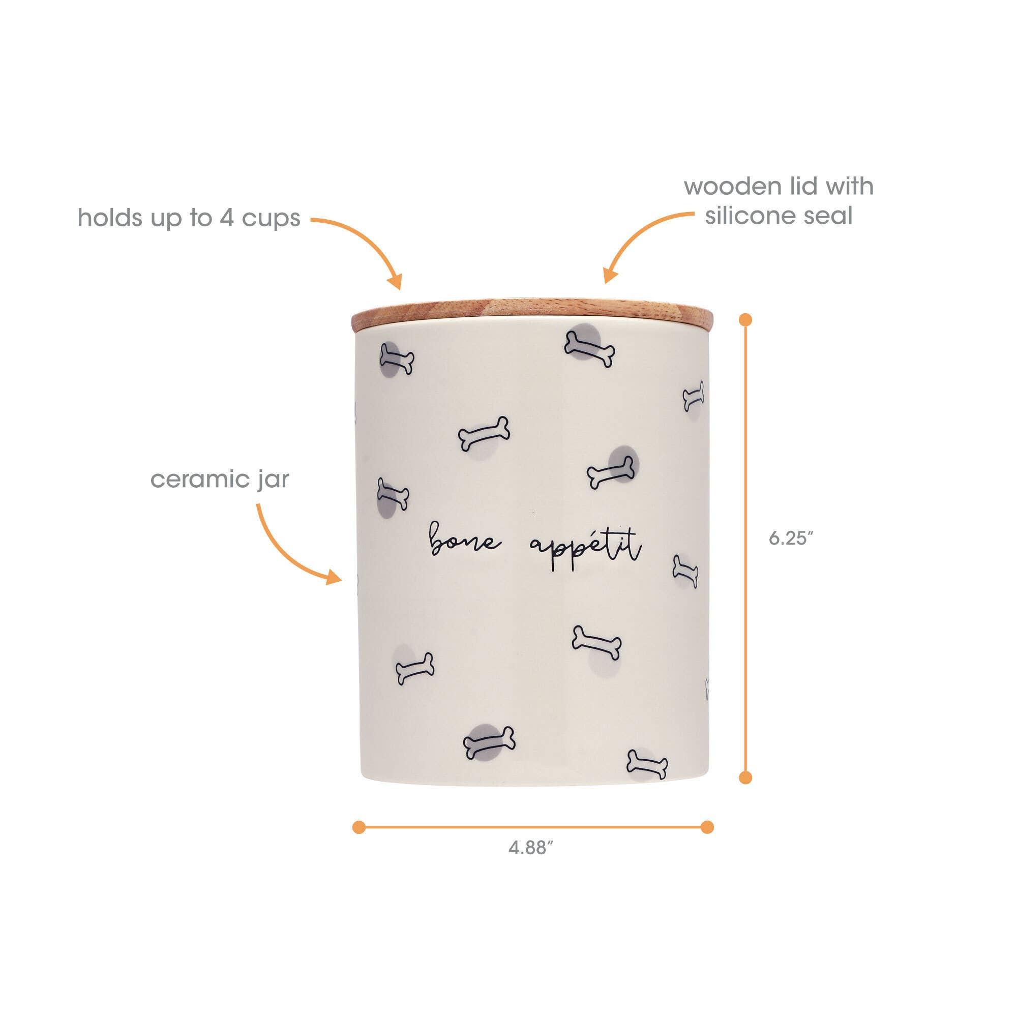 Pearhead - Wholesale Pet Treat Jar - Dog - Bone Appetite Ceramic Treat Jar1