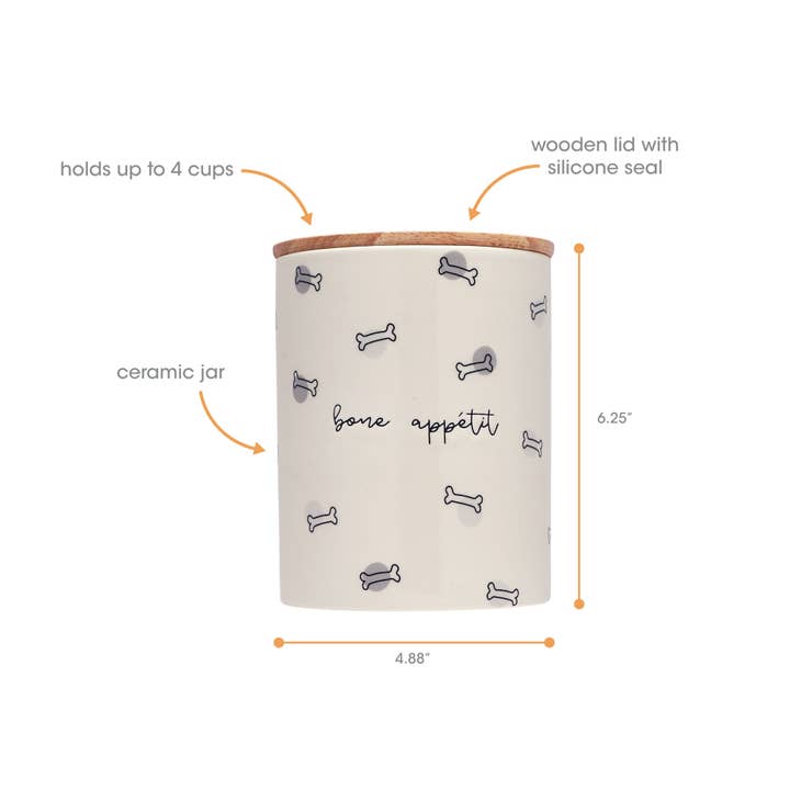 Pearhead - Wholesale Pet Treat Jar - Dog - Bone Appetite Ceramic Treat Jar1