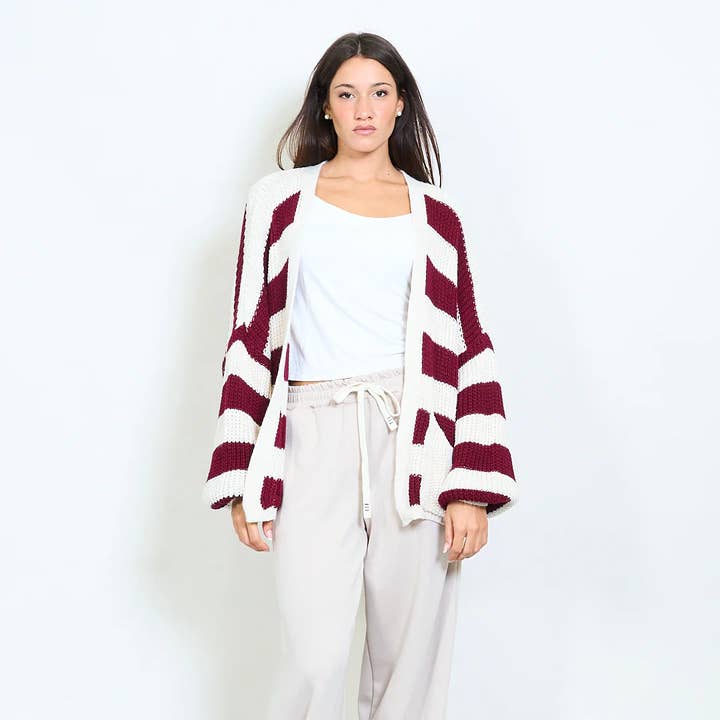 AMELÉ - Wholesale Cardigan - Women's - Oversized striped cardigan6