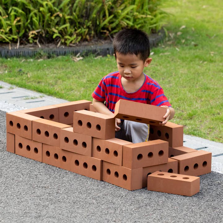 Quickway Imports - Wholesale Building set – Child - Stacking Building Red Brick Block, Rectangle Foam, 25 Pieces4