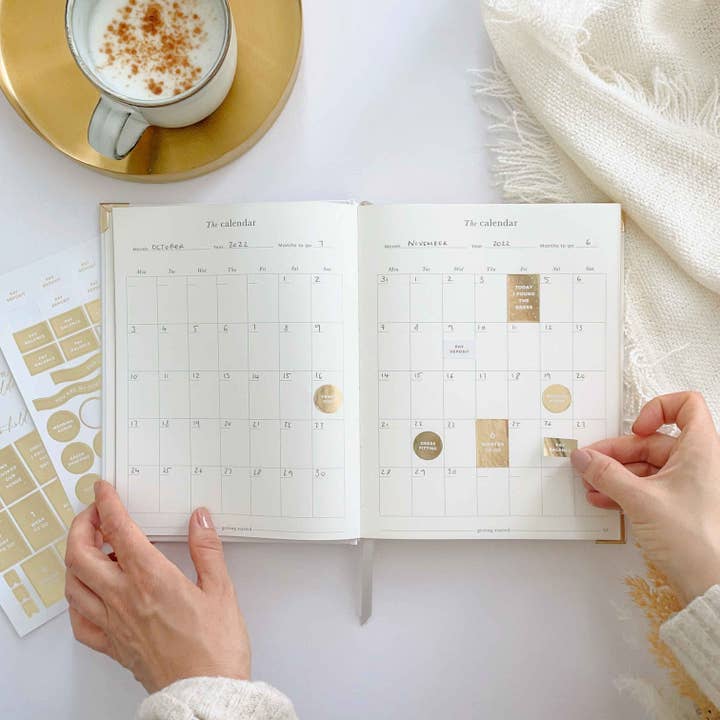 Blush And Gold – wholesale Planner – NEW - Ivory Cloth Wedding Planner Book with Gold Foil and Gi