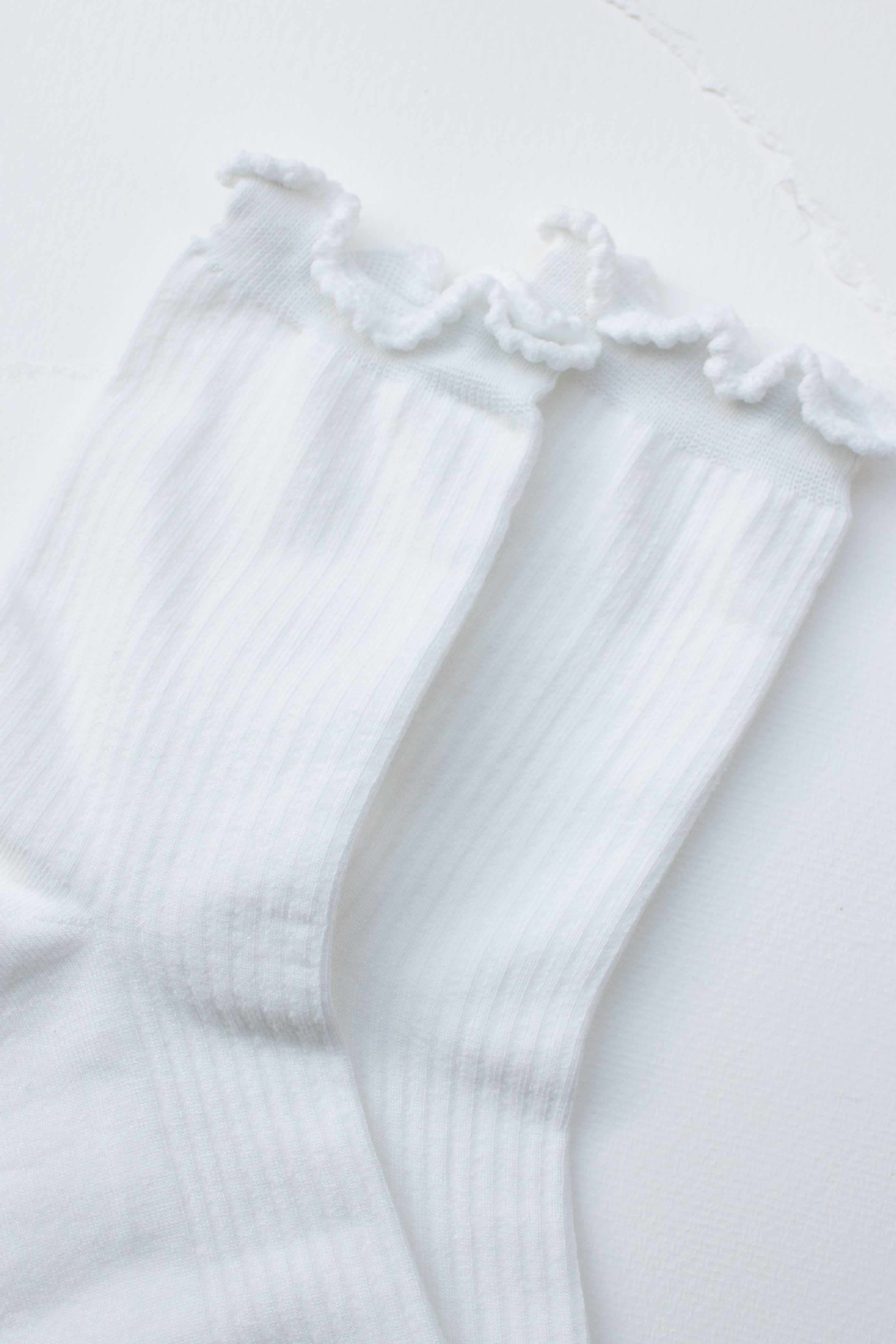 Tiepology - Vente Chaussettes – femme - Chaussettes en mélange de coton à bord festonné9