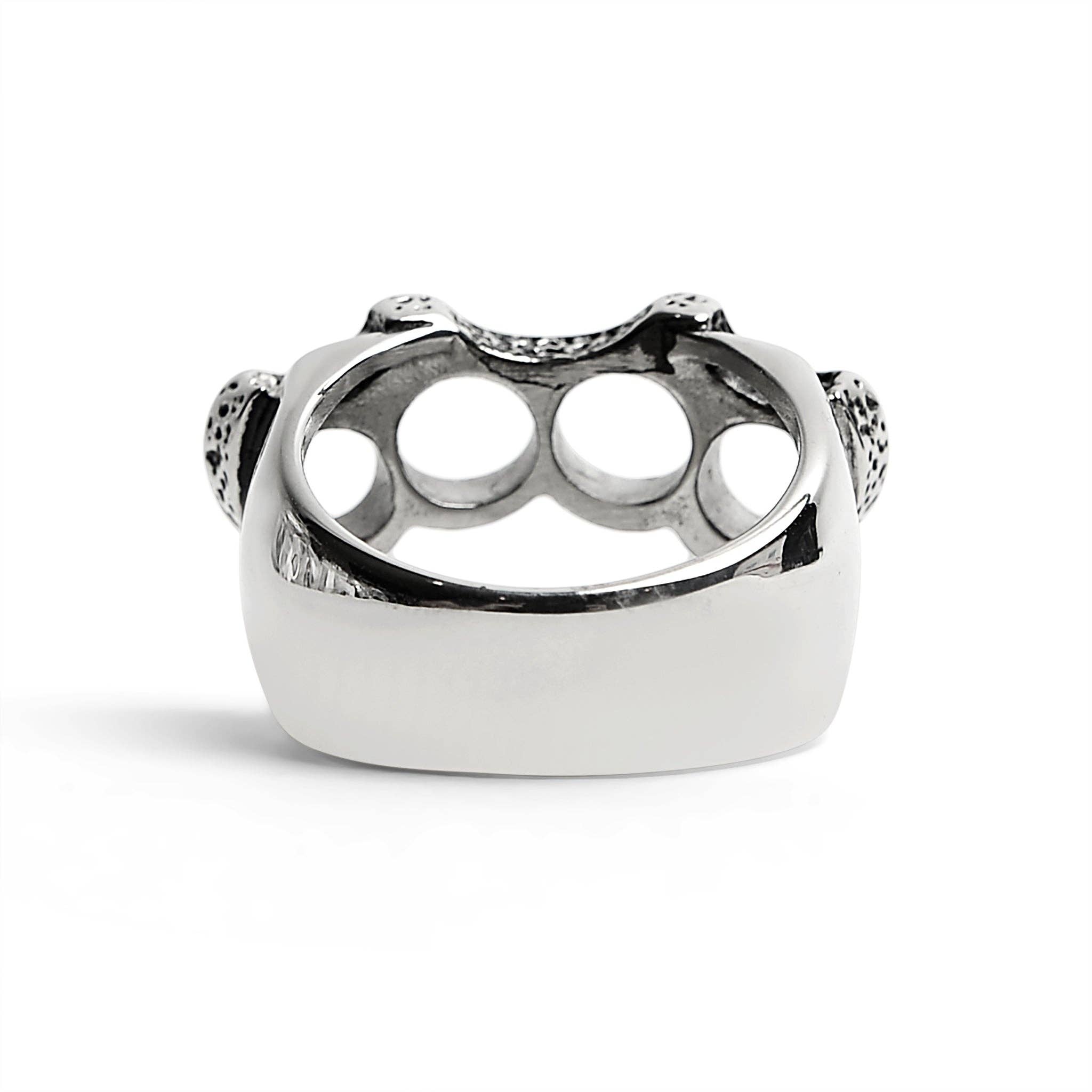 WJW - Wholesale Cocktail/Statement Ring - Stainless Steel Polished Knuckle Duster Ring1