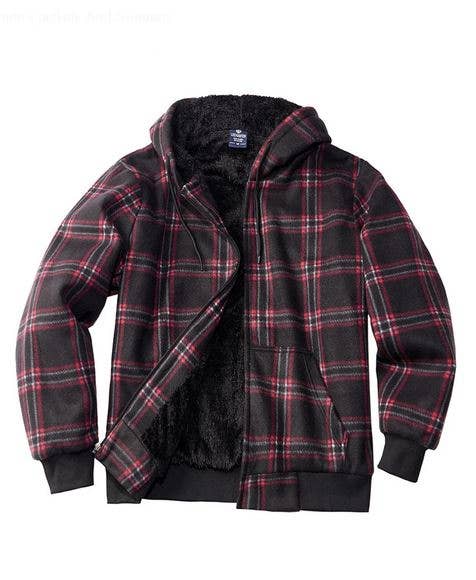 Generation XYZ – wholesale Sweatshirt – Men's – Men's Plaid Sherpa Lined Sweatshirt[HF-MFJ-185X]4