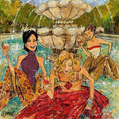 Women and Wine® Édition The Fountain pour la vente par Kathy Womack Gallery