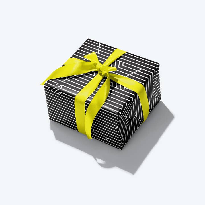 Storigraphic® - Wholesale Flat Wrap - Op Art 2, Op Art Series, B&W Wrapping Paper and Tag