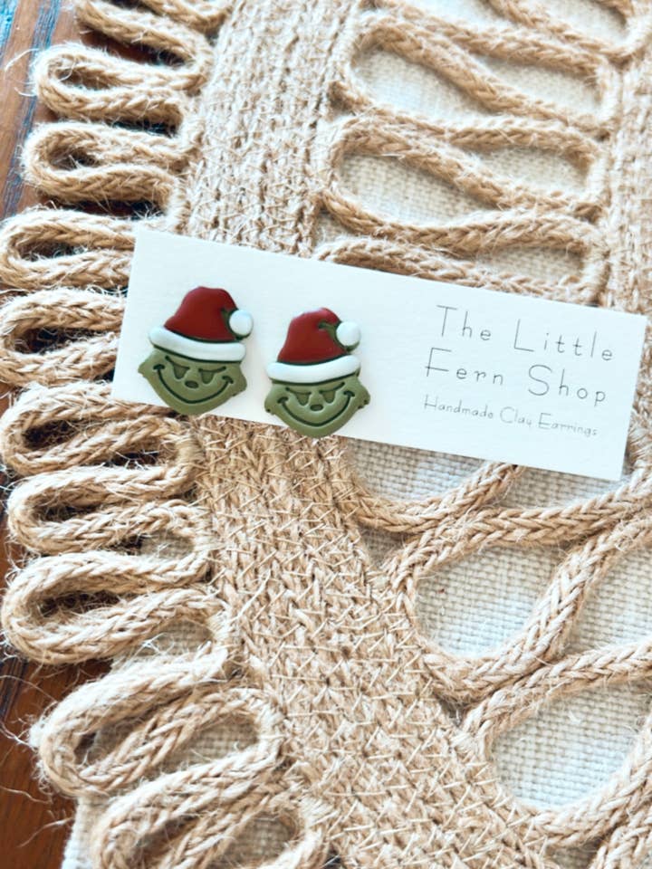 The Grinch Studs for wholesale by The Little Fern Shop