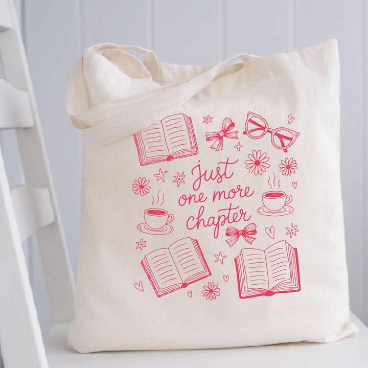 Just One More Chapter Tote Bag for wholesale by Chapter & Craft Studio