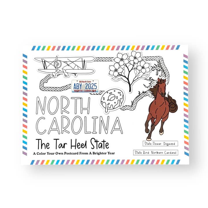 Color Your Own North Carolina State Postcard for wholesale by A Brighter Year