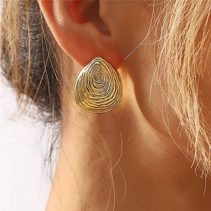 Metal Shell Texture Ear Studs for wholesale by Ekartini