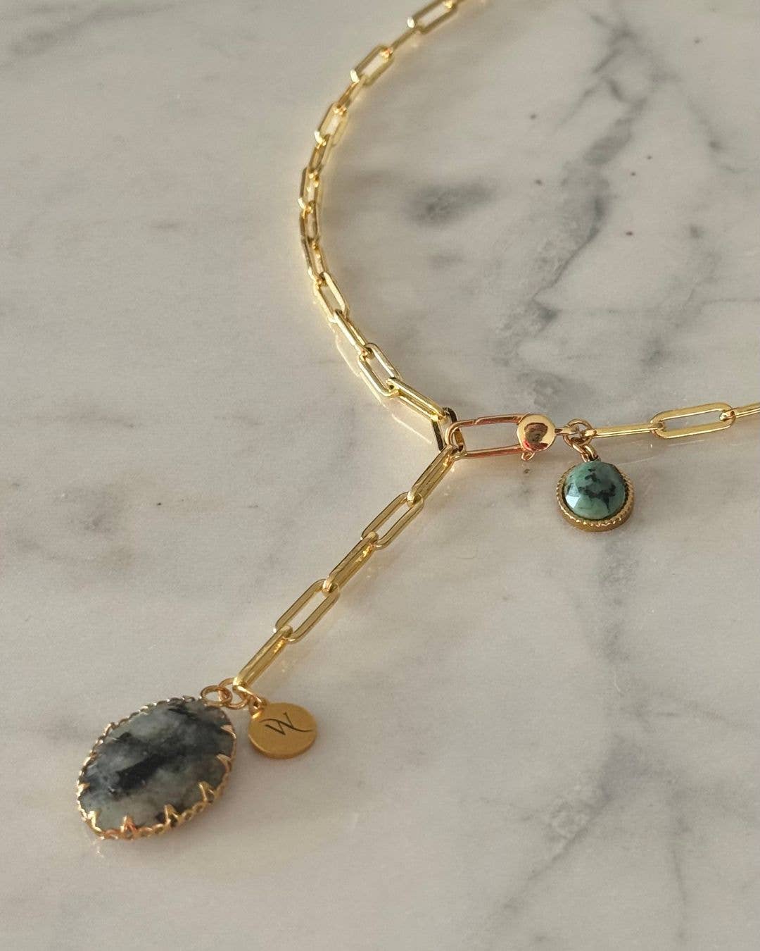 WILYMI Jewelry Co - Wholesale Pendant/Charm Necklace - Labradorite & Ruby Zoisite Necklace | 18k Gold Filled 3