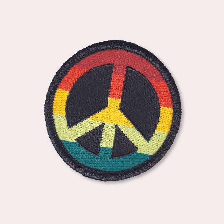 Soul Flower - Wholesale Patch - Rainbow Peace Sign Iron-On Patch - Hippy Boho Retro Patches