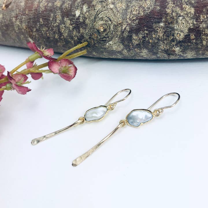 Pearl Daydream Bar Earrings for wholesale by Laura J Designs