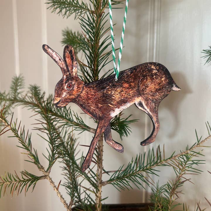 Suffolk Hare wooden decoration for wholesale by Clare O’Neill Artworks