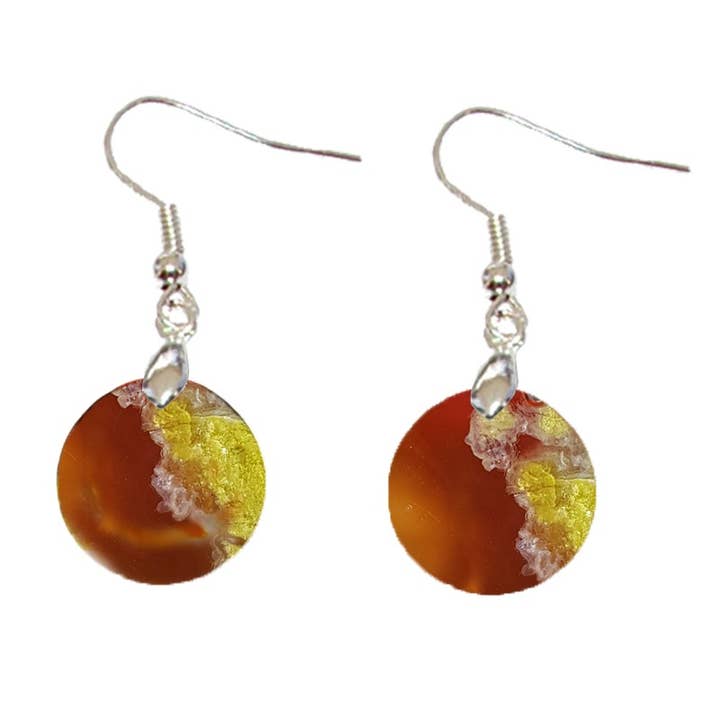 Chalcedony Opal Round Earrings for wholesale by Artisans de Madagascar