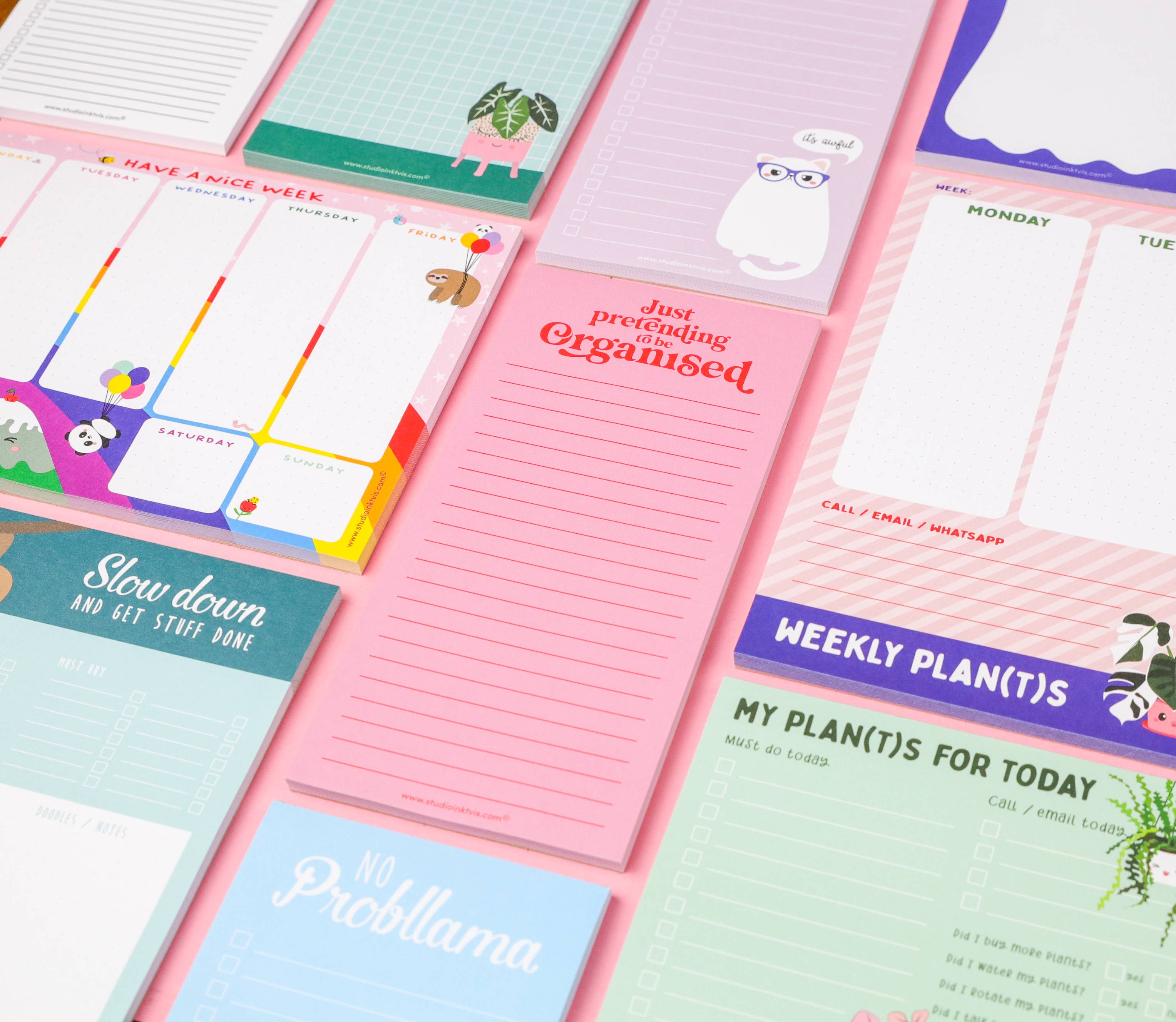 Studio Inktvis - Wholesale Notepad - Pink just pretending to be organised to do list notepad1