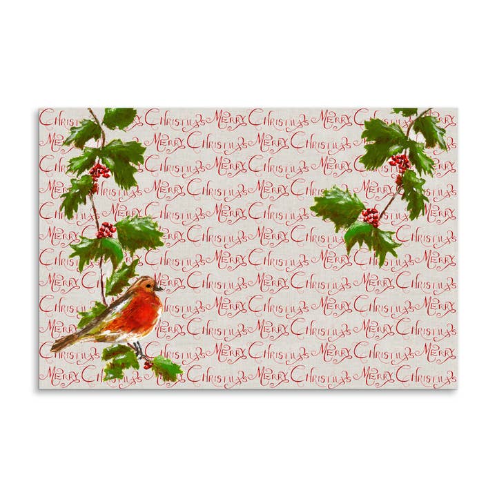 French Graffiti - Wholesale Disposable placemat - Holly and Cardinal Paper Placemats1