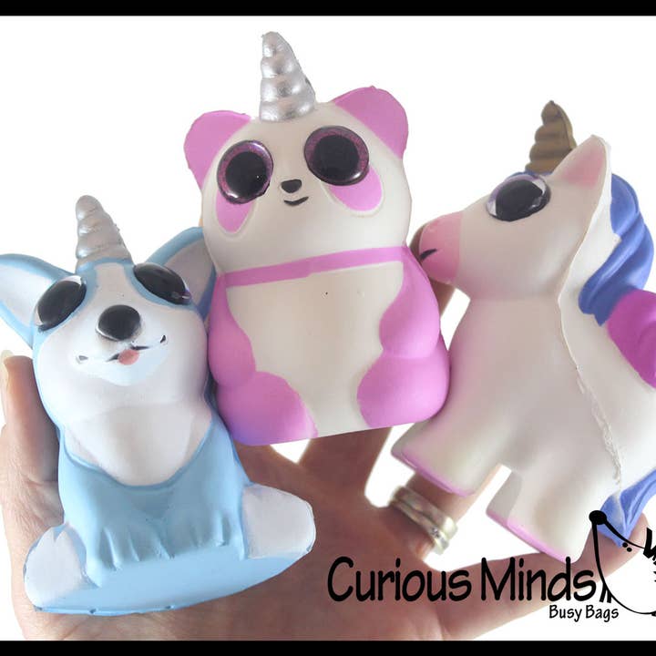 1 Small Mystical Animal with Horn and Wings Slow Rise Squish for wholesale by Curious Minds Toys