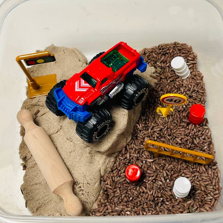 Sweetest Fidgets - Wholesale Toy Set - Kids - Monster truck madness Kinetic Sand and Sensory rice kit!