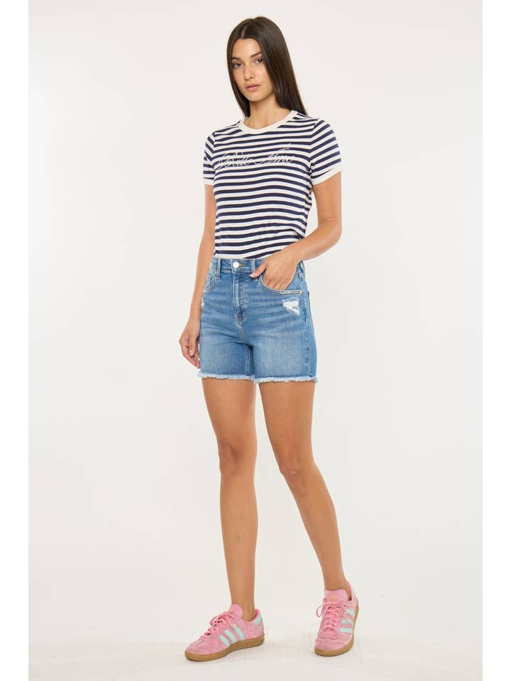 MEDIANO PANTALONES CORTOS DE MEZCLILLA DE TIRO ALTO OPEN PACK-KC9430M de venta al por mayor en Faire3