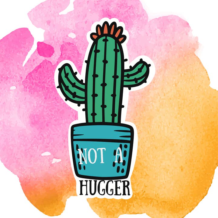 Ikke en hugger kaktus mærkat for engroshandel hos Blonde owl designs