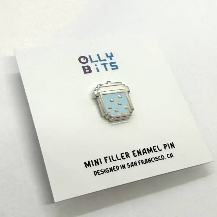 Ollybits Pixel Art - Wholesale Lapel Pin/Button - Blue Butterfly Pea Pixel Boba Mini Filler Enamel Pin1