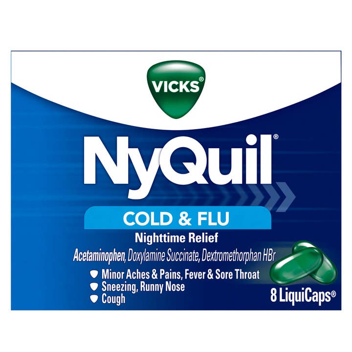 Boîte unique de 8 capsules liquides Nyquil pour la vente par Shop The King