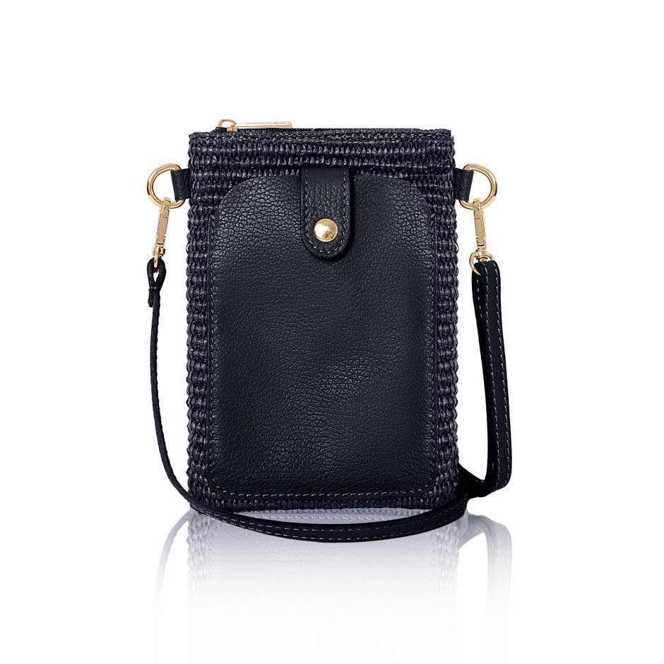 MONTTE DI JINNE – Großhandel Umhängetasche - Damen – Italienische Umhängetasche aus Raffia und Leder mit Handyfach9