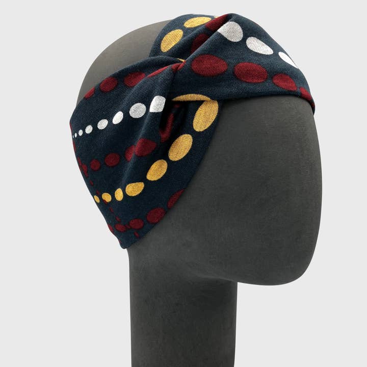 Fascia per capelli accessorio Mid Century blu a pois in jersey Ponte per la vendita all'ingrosso da parte di KINDL wien