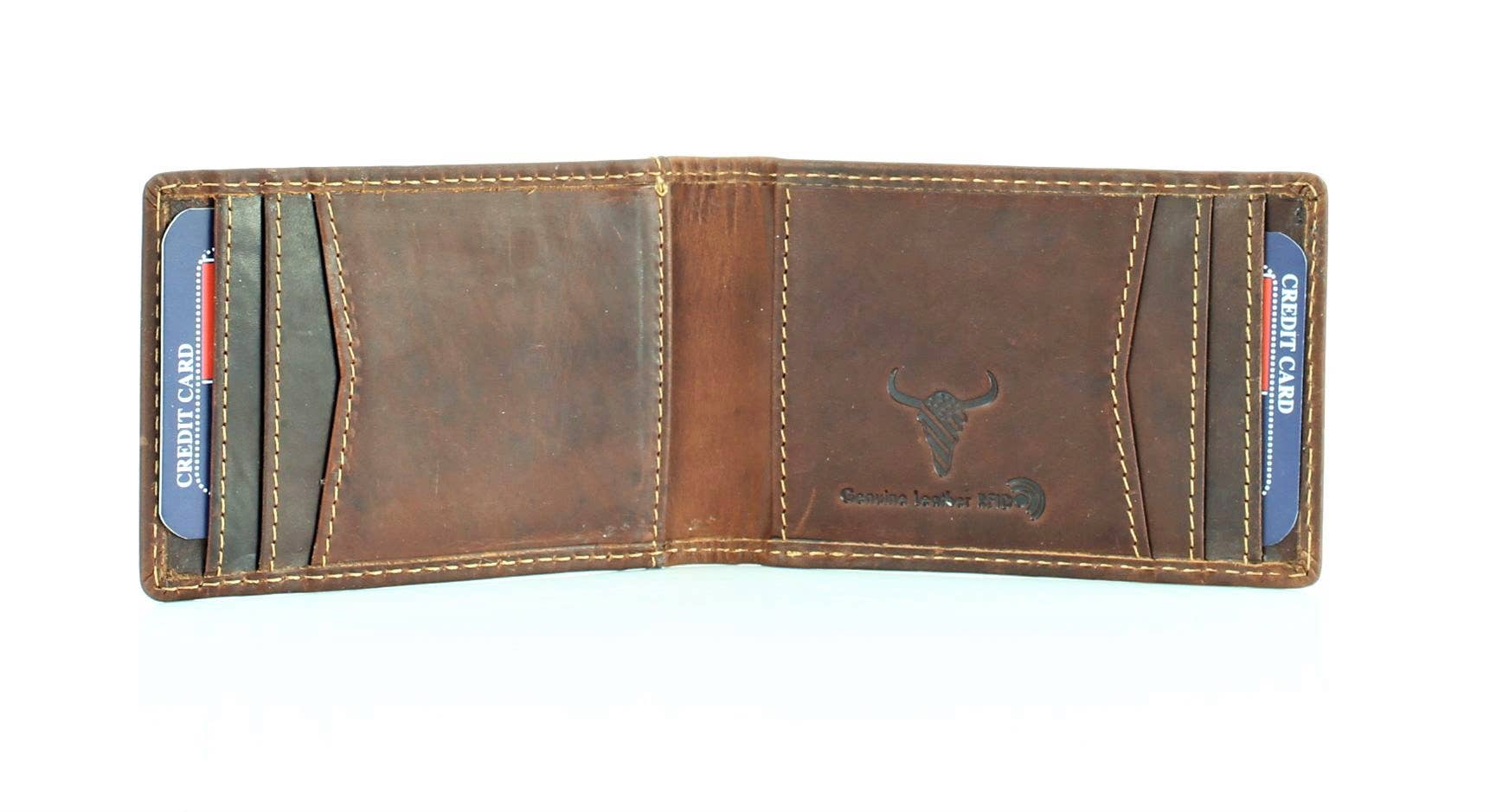Leather Impressions Inc – wholesale Sedelklämma - Unisex – American Bison Bifold Money Clip kortfodral 80342