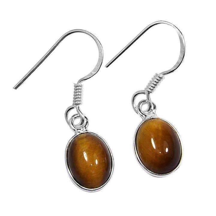 Amaira Tiger Eye Oval Drop Earrings for wholesale by Sitara Collections