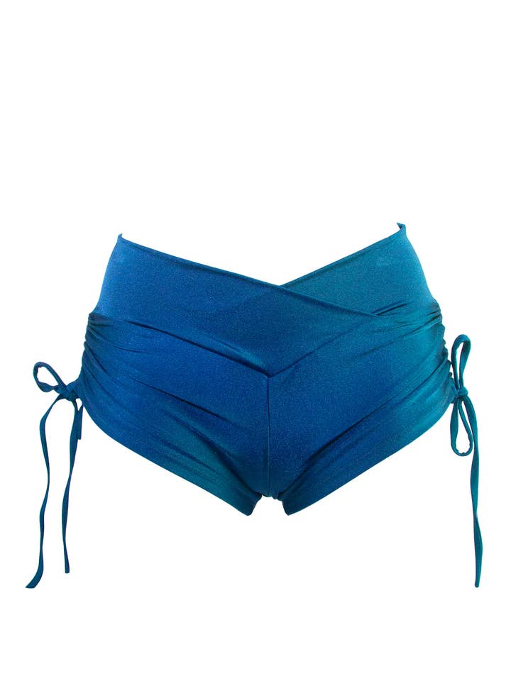 Shorts med dragsko på sidan och rynkad baksida / SHORTS V / TEAL för wholesale av EXES LINGERIE