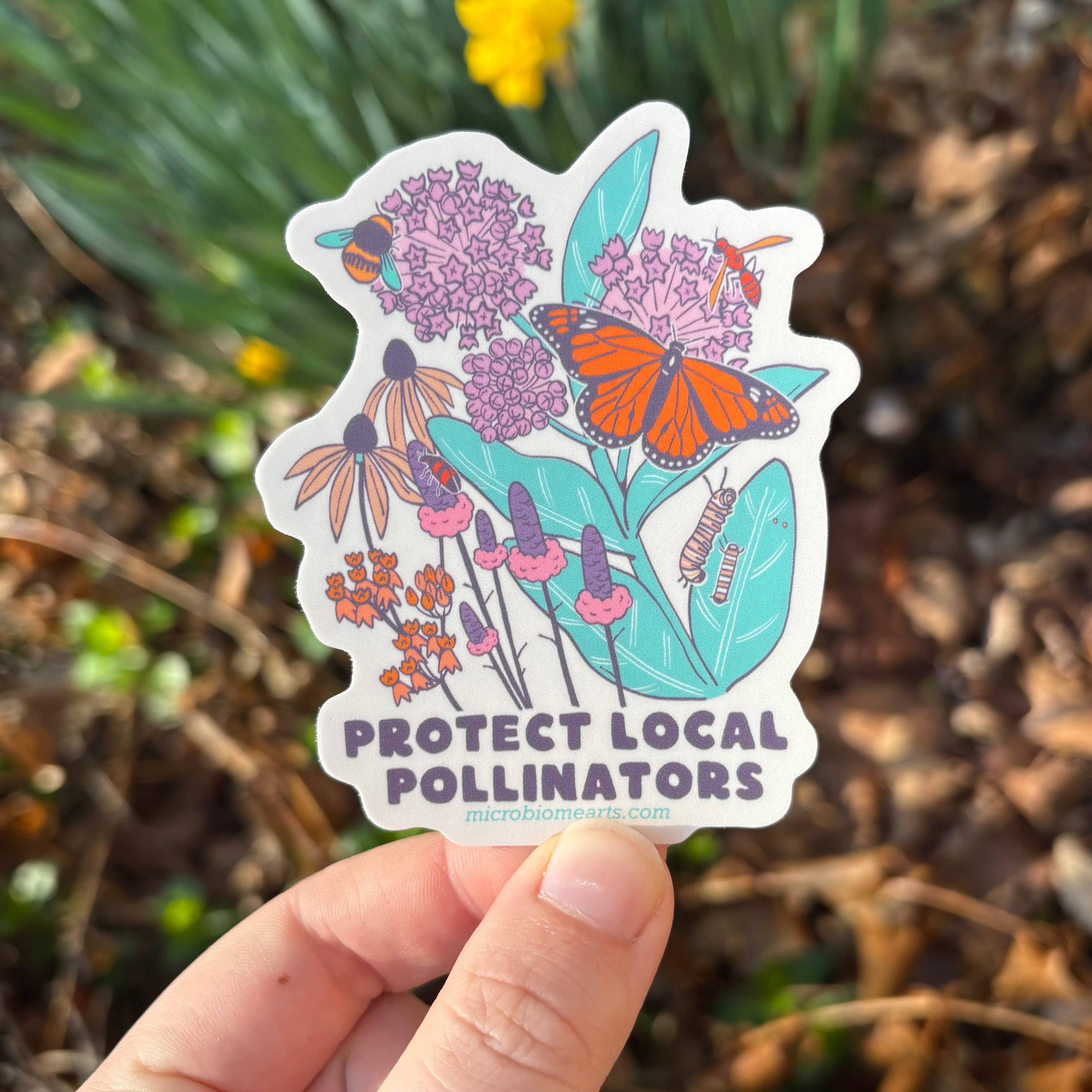 Microbiome Arts - Wholesale Sticker - Protect Local Pollinators 3” Sticker