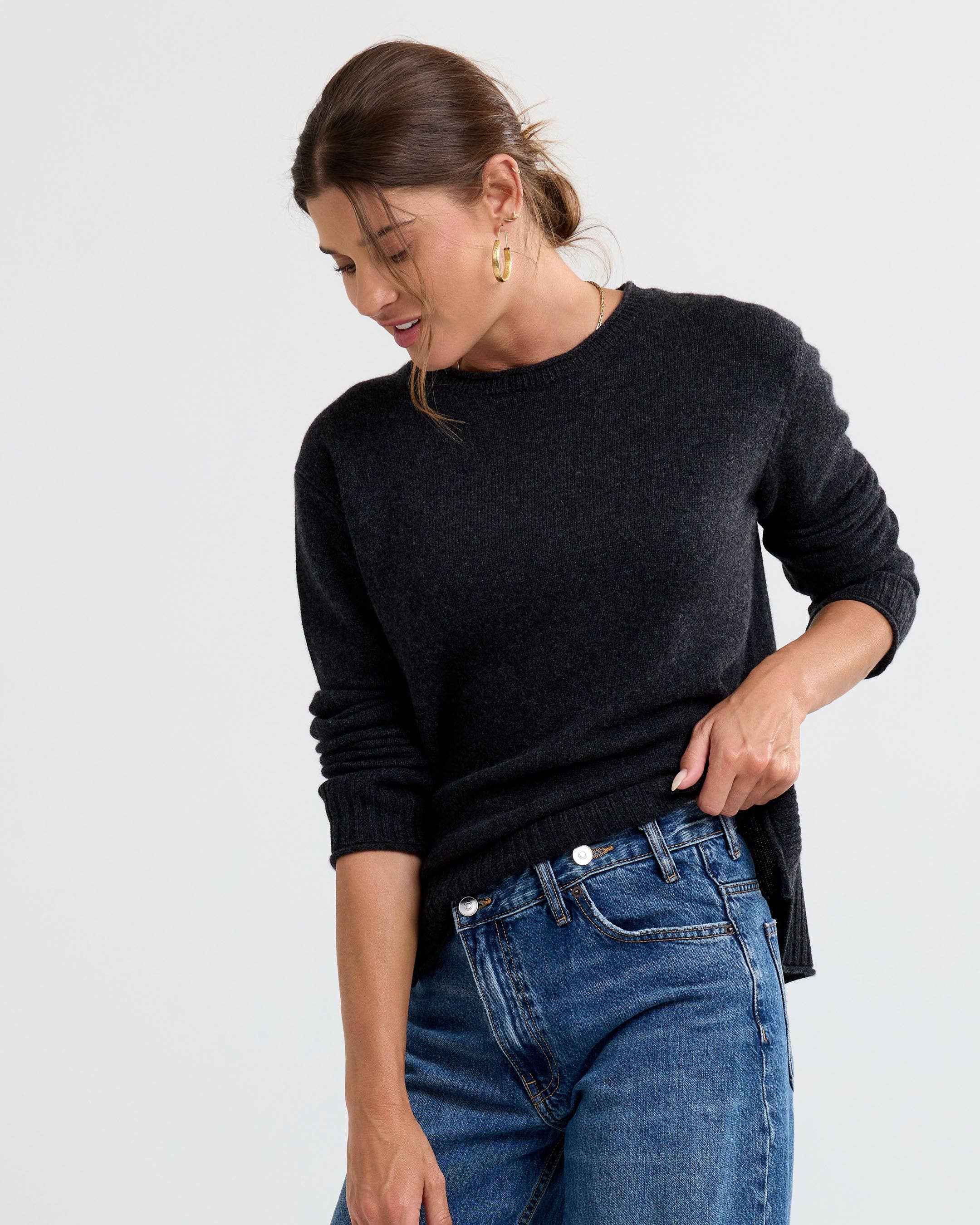 Charcoal Essential Cashmere Crew for wholesale on Faire5