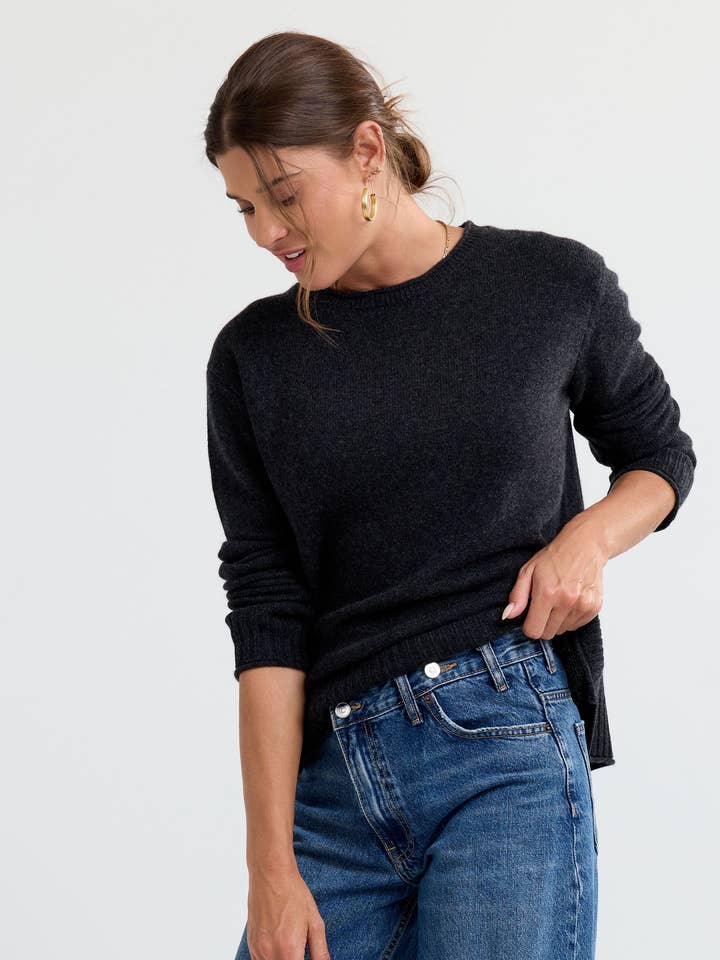 Charcoal Essential Cashmere Crew for wholesale on Faire5