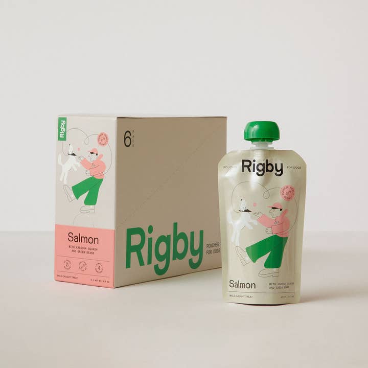 Rigby - Wholesale Pet Treats - Dog - Organic Salmon Squeeze Pouch for Dogs - 6 Pack