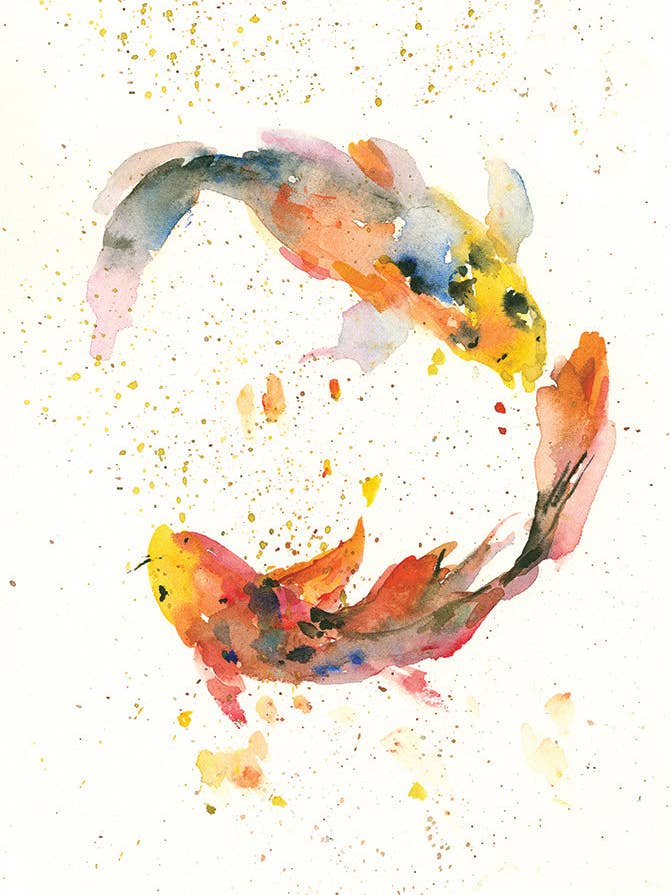 Gift tag - Yin Yang Koi Fish - GT - 0217 for wholesale by Ping He Art