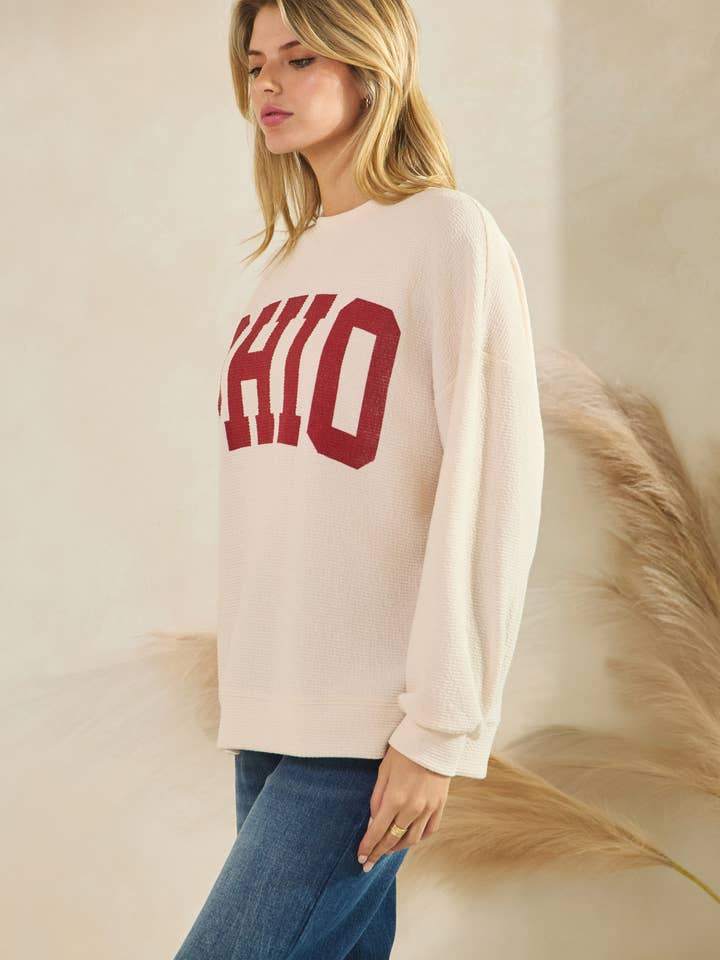 Tres Bien, Inc - Wholesale Graphic Sweatshirt - Women's - T-42121-CLOUDY KNIT OHIO GRAPHIC SWEATSHIRT10