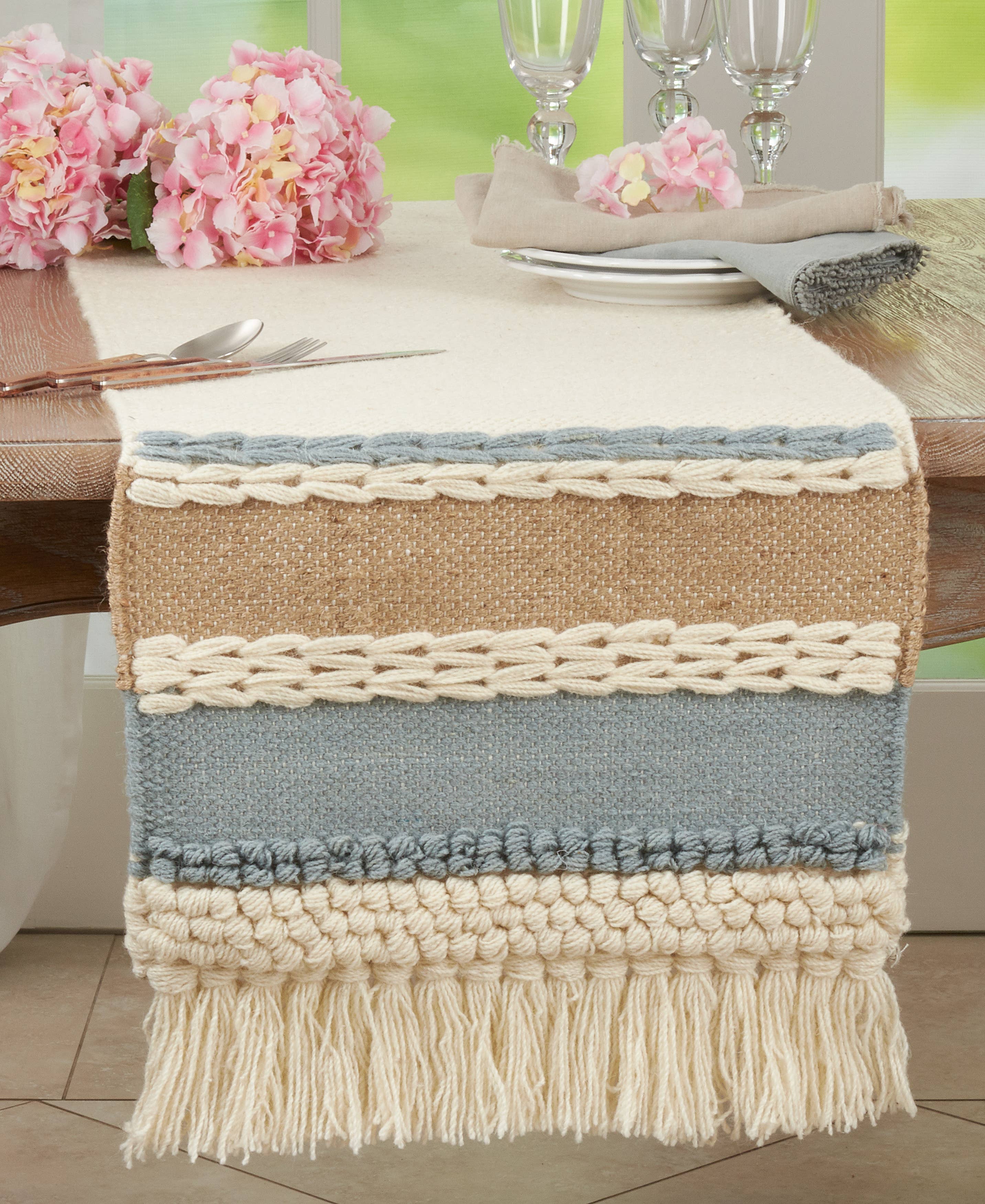Saro Lifestyle – wholesale Table runner – Textured Boho Runner4