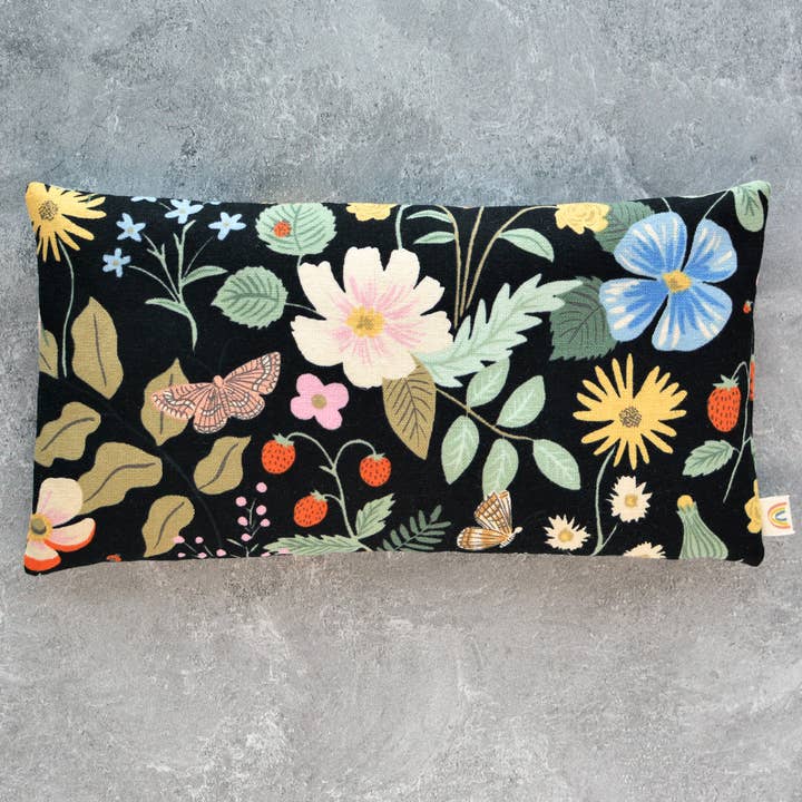 Minor Thread - Wholesale Spa/Therapy Pillow - Oversized Eye Pillow in Strawberry Fields Black Botanical