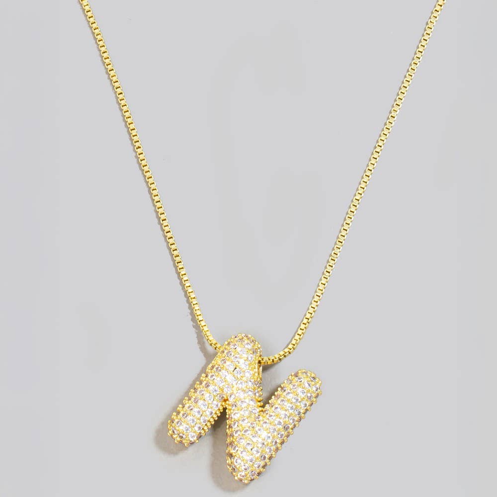 The Looks by Fame Accessories - Venta al por mayor Collares con colgantes/abalorios - Collar con colgante inicial de burbuja pavé15